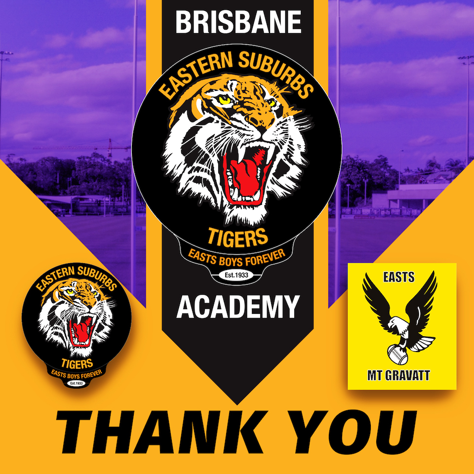 Easts Tigers thank Easts Mt Gravatt for use of their facilities