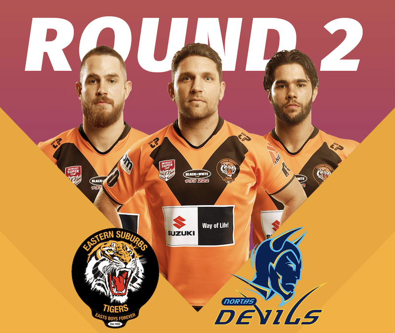 Round 2 Game Day Tigers versus Norths Devils Poster