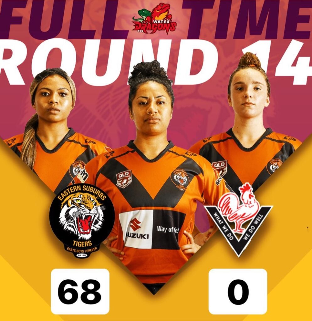 Rd 14 Womens Snr Div 1 Full Time Score Easts Tigers 68 Toowoomba Valleys 0