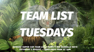 Team List Tuesdays Rd 19 Suzuki Easts Tigers V WM Seagulls