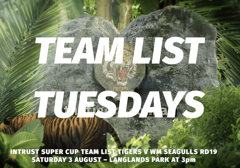 Team List Tuesdays Rd 19 Suzuki Easts Tigers V WM Seagulls