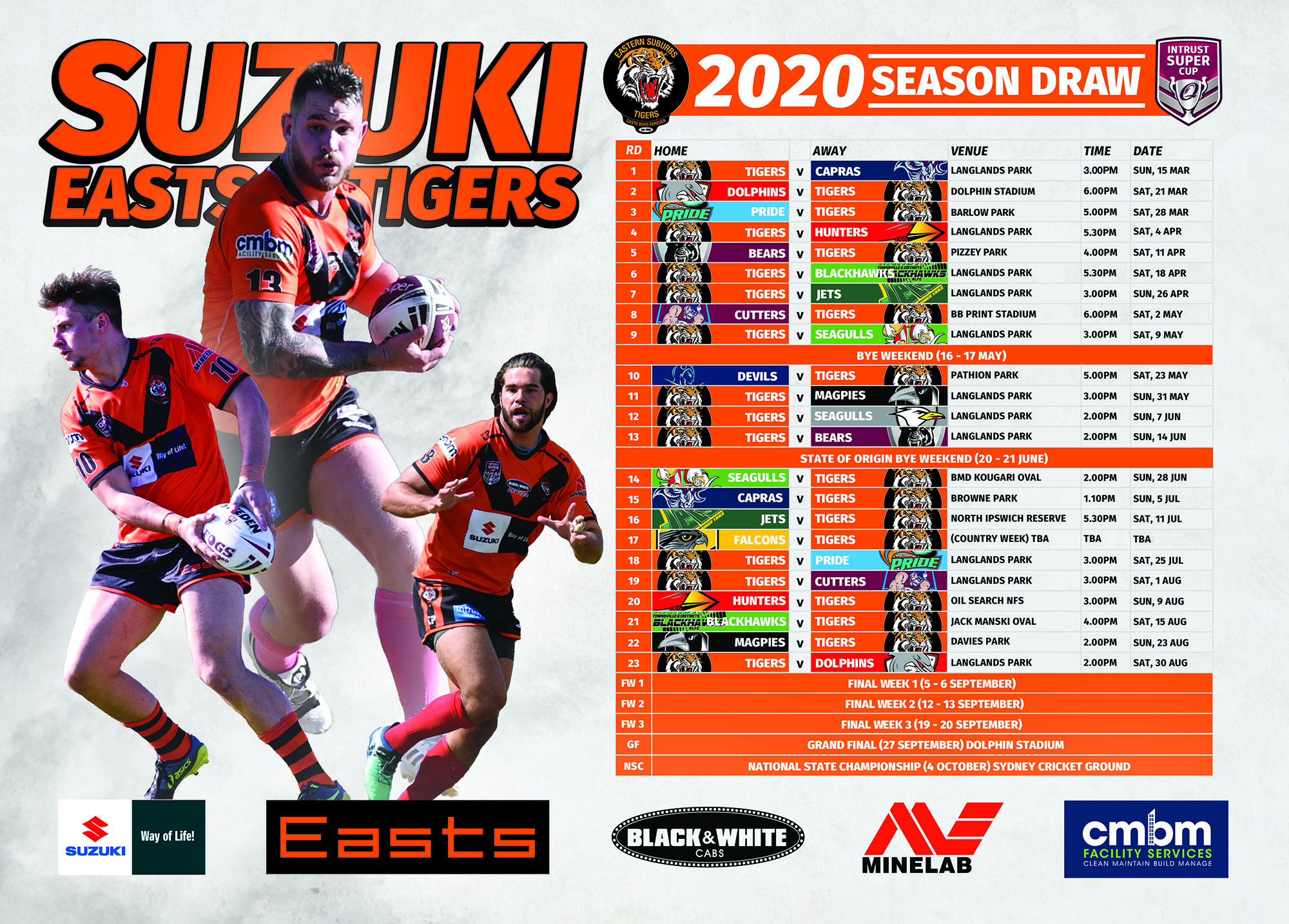 Easts Tigers Draw Poster 2020